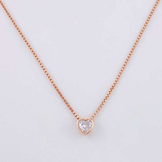 Cadena Veneciana Dije Corazón 2.25g / 45cm / 0.9mm Plata Vermeil 925