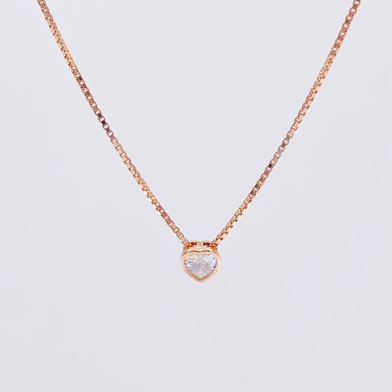 Cadena Veneciana Dije Corazón 2.25g / 45cm / 0.9mm Plata Vermeil 925