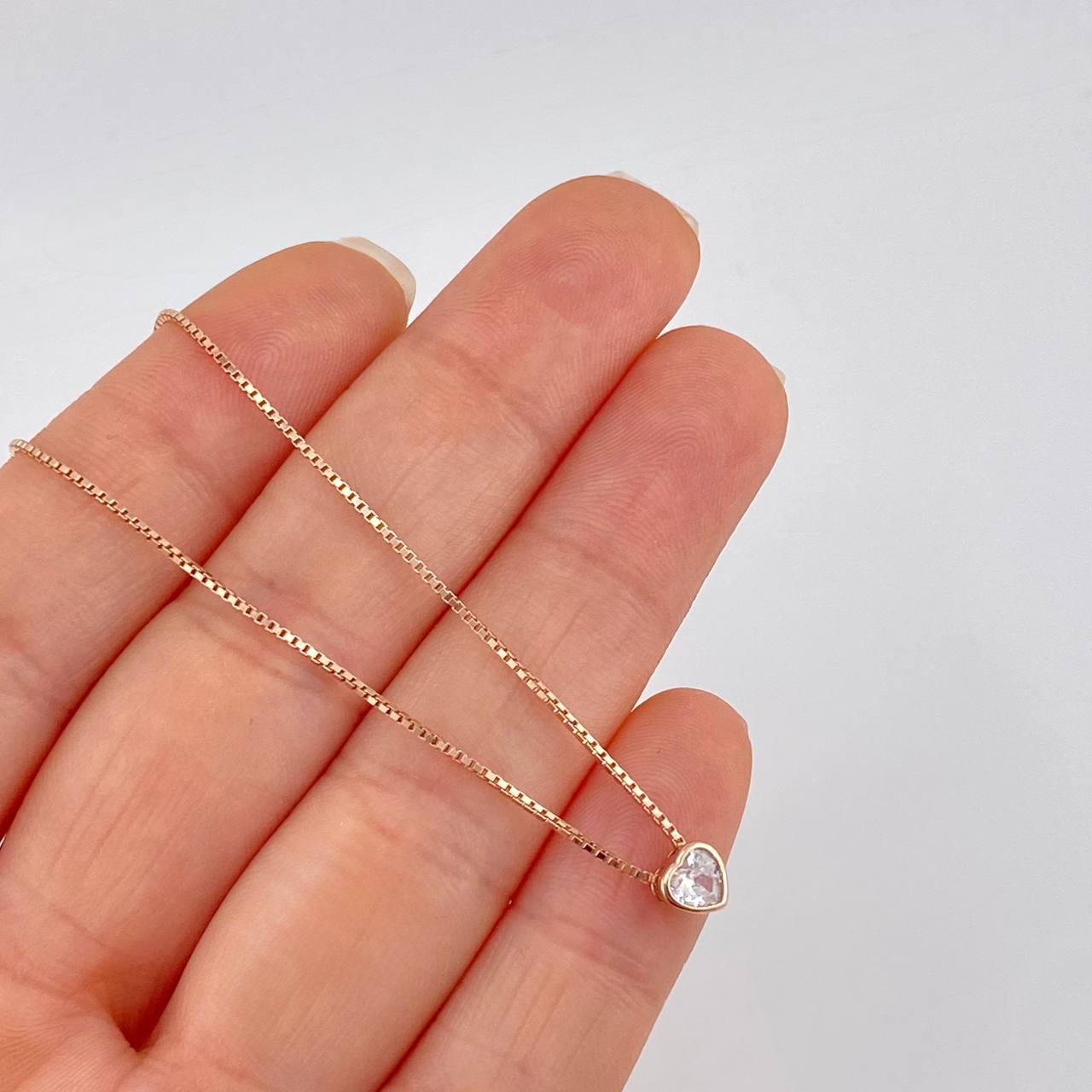 Cadena Veneciana Dije Corazón 2.3g / 45cm / 0.9mm Plata Vermeil 925
