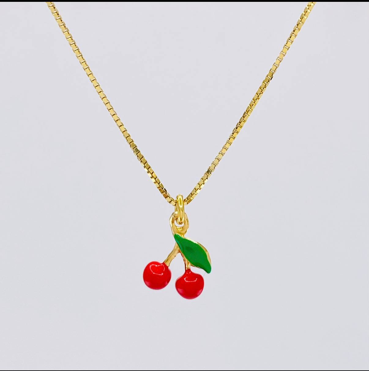 Cadena Veneciana Dije Cerezas 3.25g / 45cm / 0.9mm Plata Vermeil 925