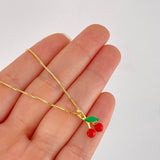 Cadena Veneciana Dije Cerezas 3.2g / 45cm / 0.9mm Plata Vermeil 925