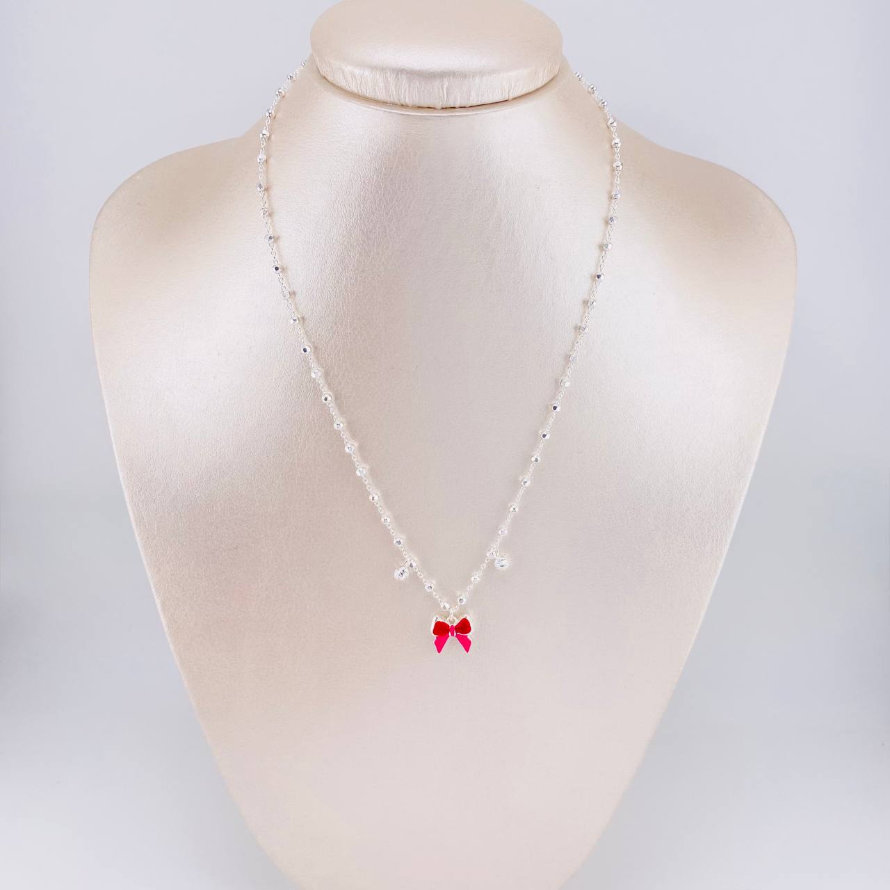 Cadena Aro Seguido Dije Moño 5.8g / 45cm / 2.5mm Plata 925