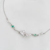 Pulso Corazon Moño Esmeralda 2.95 g / 22 cm / 1 mm Plata Rodinada 925