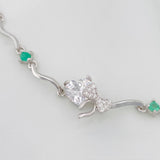 Pulso Corazon Moño Esmeraldas 2.9 g / 22 cm / 1 mm Plata 925