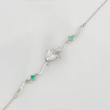 Pulso Corazon Moño Esmeralda 2.95 g / 22 cm / 1 mm Plata Rodinada 925