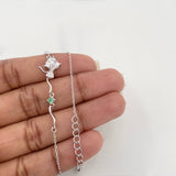 Pulso Corazon Moño Esmeralda 2.95 g / 22 cm / 1 mm Plata Rodinada 925