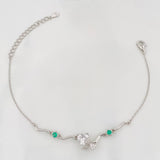 Pulso Corazon Moños Esmeralda 2.95 g / 22 cm / 1 mm Plata Rodinada 925