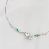 Pulso Corazon Moño Esmeralda 3 g / 22 cm / 1 mm Plata Rodinada 925