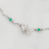 Pulso Corazon Moños Esmeralda 2.95 g / 22 cm / 1 mm Plata Rodinada 925