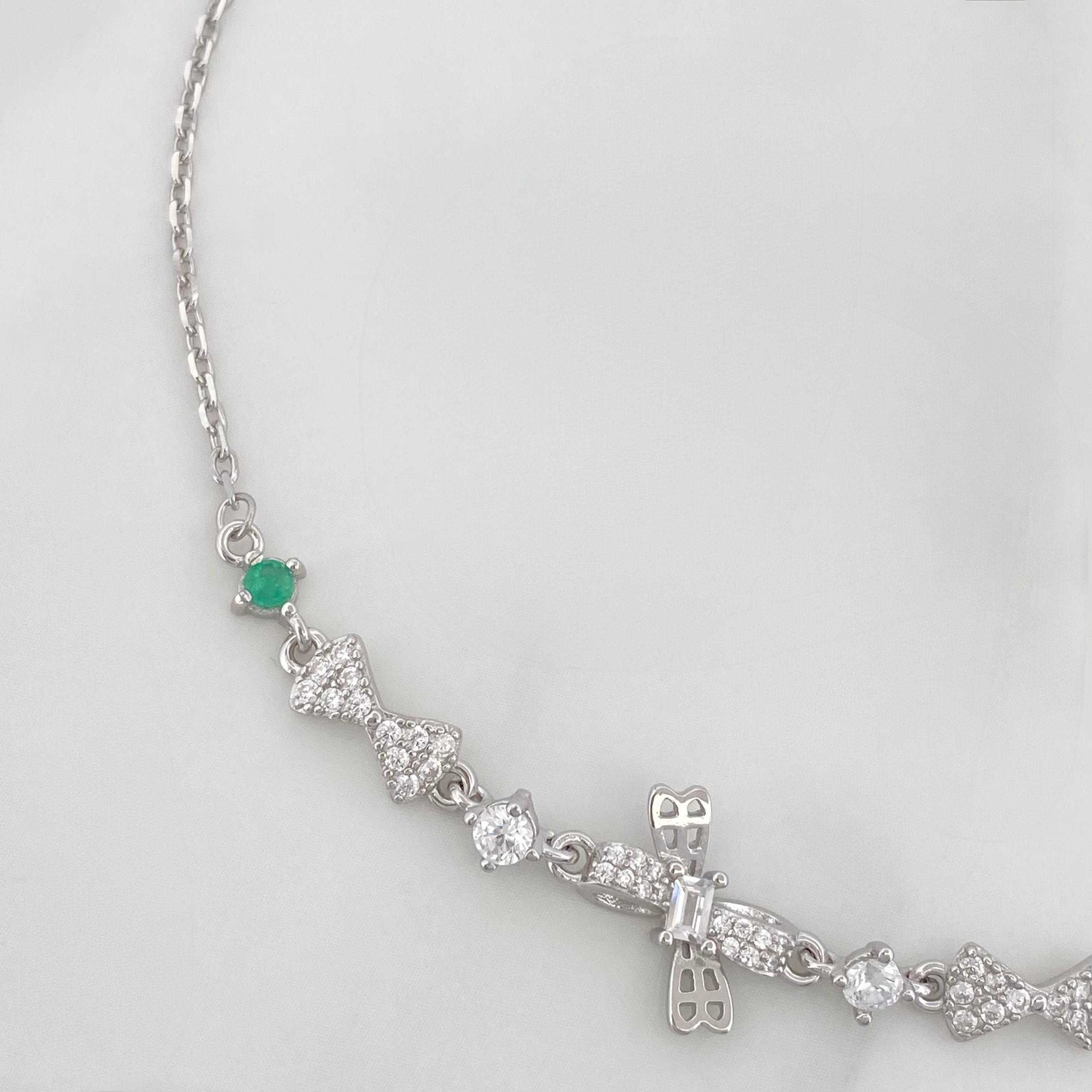 Pulso Moños Esmeralda 2.8 g / 22 cm / 1 mm Plata Rodinada 925