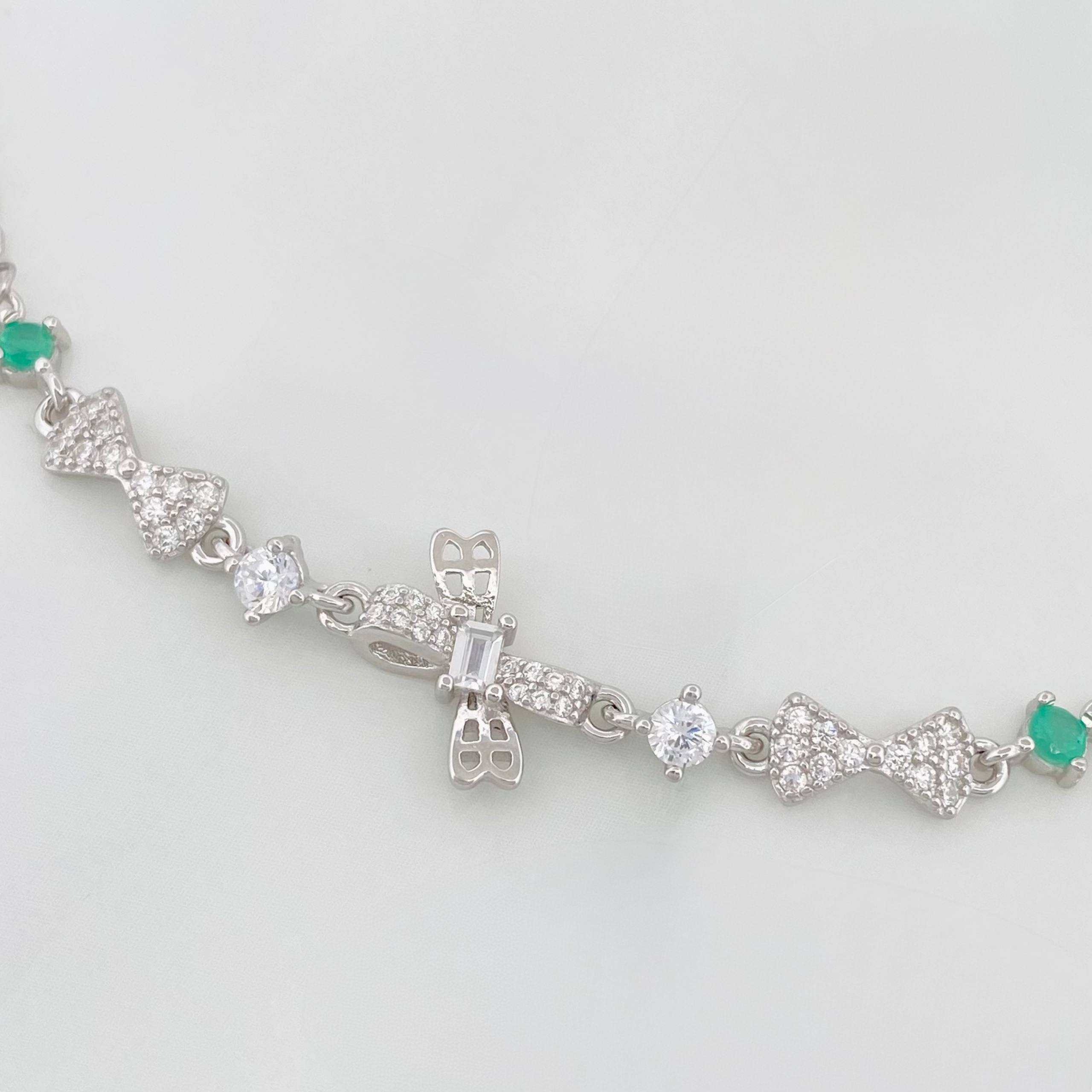 Pulso Moños Esmeralda 2.8 g / 22 cm / 1 mm Plata Rodinada 925