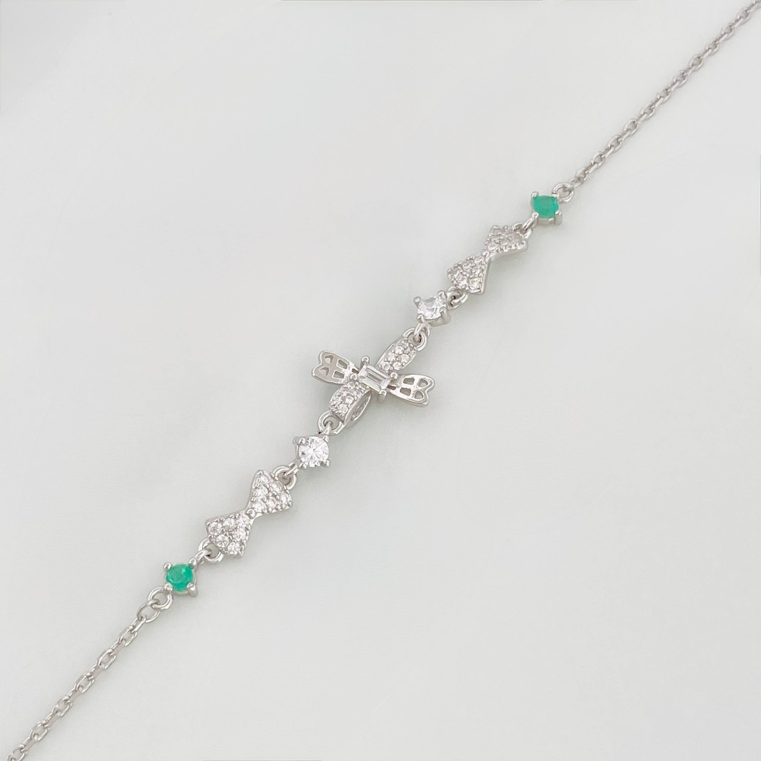 Pulso Moños Esmeralda 2.8 g / 22 cm / 1 mm Plata Rodinada 925