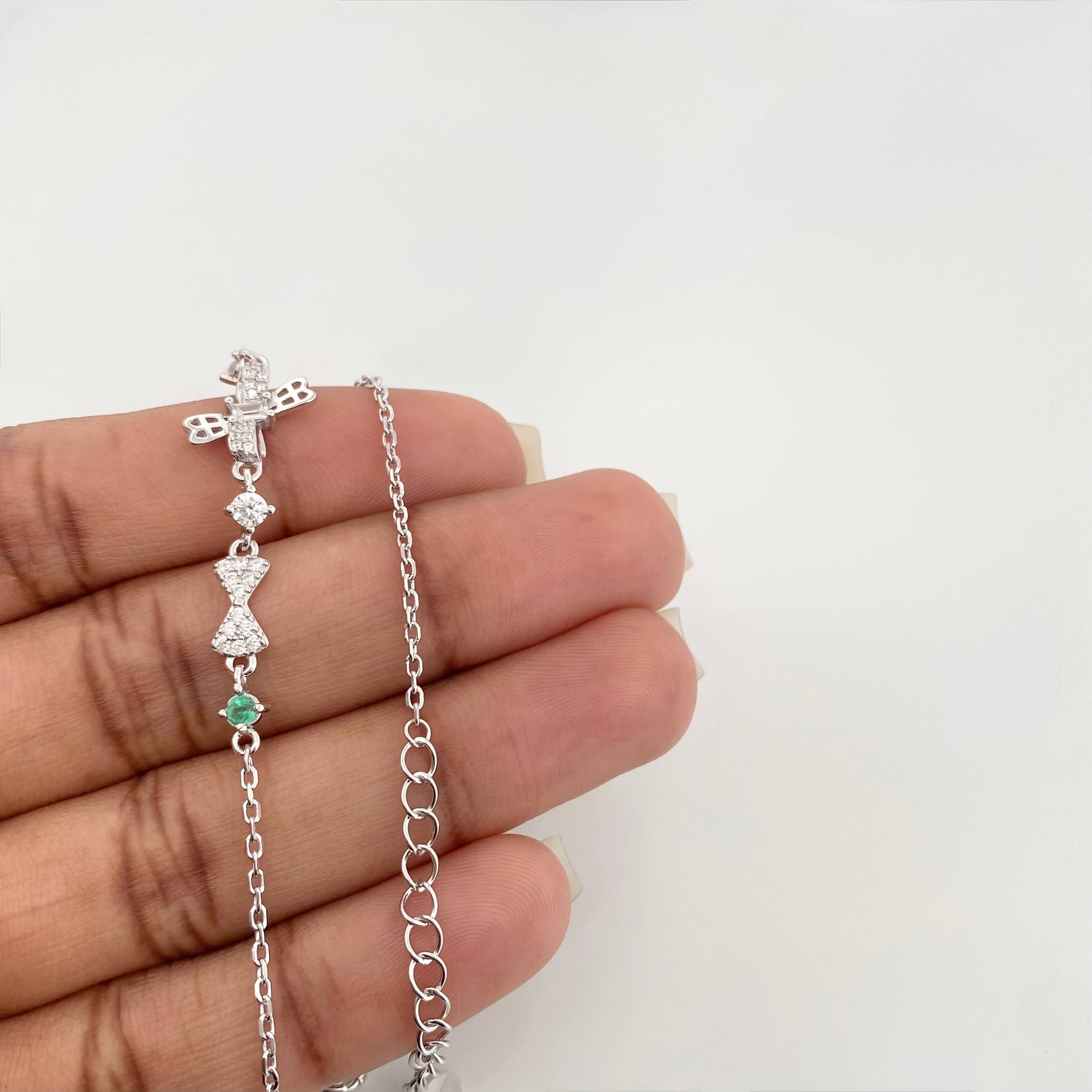 Pulso Moños Esmeralda 2.8 g / 22 cm / 1 mm Plata Rodinada 925