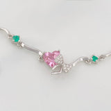 Pulso Corazon Moño Esmeralda 3.1 g / 22 cm / 1 mm Plata Rodinada 925