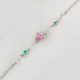 Pulso Corazon Moño Esmeralda 3.1 g / 22 cm / 1 mm Plata Rodinada 925