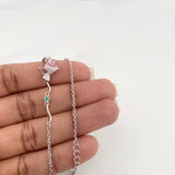 Pulso Corazon Moño Esmeralda 3.1 g / 22 cm / 1 mm Plata Rodinada 925