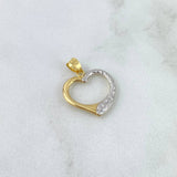 Dije Silueta Corazon 0.4gr / 2cm / Bordeado Dos Oros Amarillo Blanco +4
