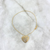 Pulso Aro Seguido 0.9gr / 19cm / 0.5mm Dije Corazon Oro Amarillo +4 *