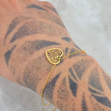Pulso Aro Seguido 0.9gr / 19cm / 0.5mm Dije Corazon Oro Amarillo +4 *