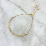 Pulso Lazo Cubano 1.95gr / 20cm / 4mm Bola Diamantada Escalonada Gradual Oro Amarillo +4 *