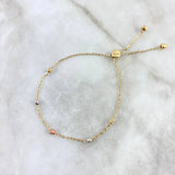 Pulso Aro Seguido 1.8gr / 20cm / 3mm Bola Diamantada Escalonada Gradual Tres Oros +4 *