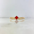 Pulsera Beige Trebol VCyA Ámbar Rojo Espiral 1.9gr / 1.6cm / 6mm Bolas Diamantadas 2 und Oro Rosa +4 *