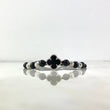 Pulsera Negra Trebol VCyA Agata Negra Lunar 2.4gr / 1.6cm / 6mm Bolas Diamantadas 4 und Oro Blanco +4 *