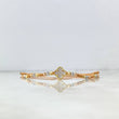 Pulsera Beige Trebol VCyA Nacar Blanco 1.9gr / 1.3cm / 3mm Bolas Diamantadas 18 und Tres Oros +4 *