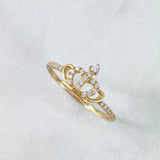 Anillo Corona Real 15s 1.5gr / T7 / Circones Blancos Oro Amarillo
