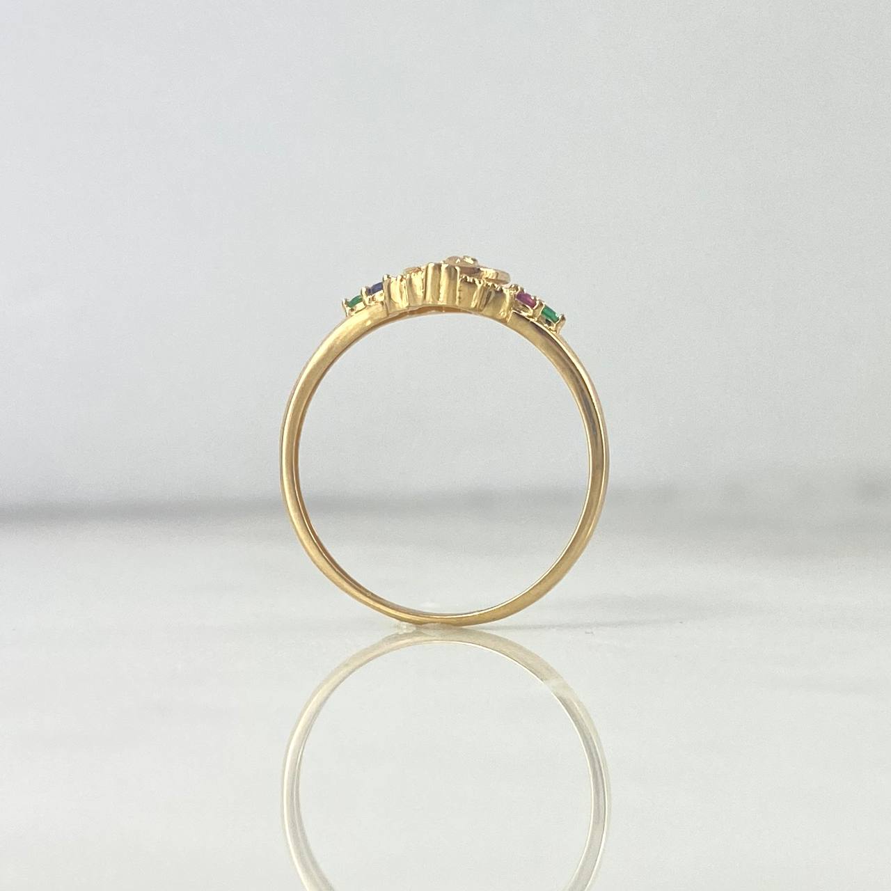 Anillo Virgen de Guadalupe Flor 2.45gr / T7 1/2 / Ovalo Circones Verde Fucsia Azul Oro Amarillo