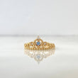 Anillo Corona 15s 2.15gr / T7 1/4 / Esferas Circon Celeste Blancos Oro Amarillo