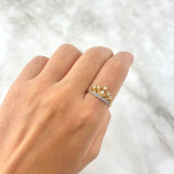 Anillo Corona Corazon 15s 2.4gr / T7 1/2 / Esferas Circones Celestes Blancos Oro Amarillo