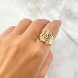 Anillo Virgen de Guadalupe Filigrana 7.15gr / T7 1/4 / Circones Blancos Azules Fucsias Dos Oros Amarillo Blanco