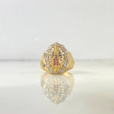 Anillo Virgen de Guadalupe Filigrana 7.15gr / T7 1/4 / Circones Blancos Azules Fucsias Dos Oros Amarillo Blanco
