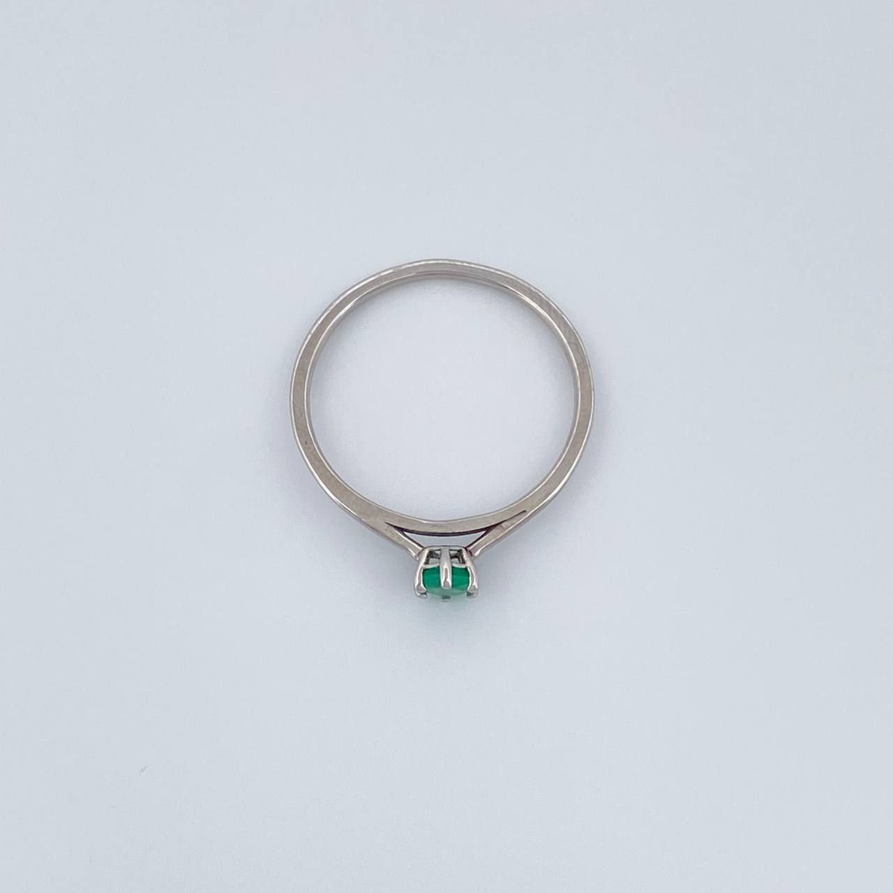 Anillo Solitario 6 Garras Esmeralda 1.25gr / T6 1/2 / Oro Blanco 18K %