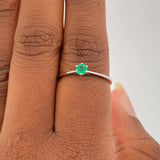 Anillo Solitario 6 Garras Esmeralda 1.25gr / T6 1/2 / Oro Blanco 18K %