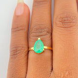 Anillo Solitario Lagrima Esmeralada 1.65gr / 6.5cm / Oro Amarillo 18K %