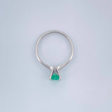 Anillo Solitario Redondo Esmeralda 2.55gr / 6.75cm / Oro Blanco 18K %