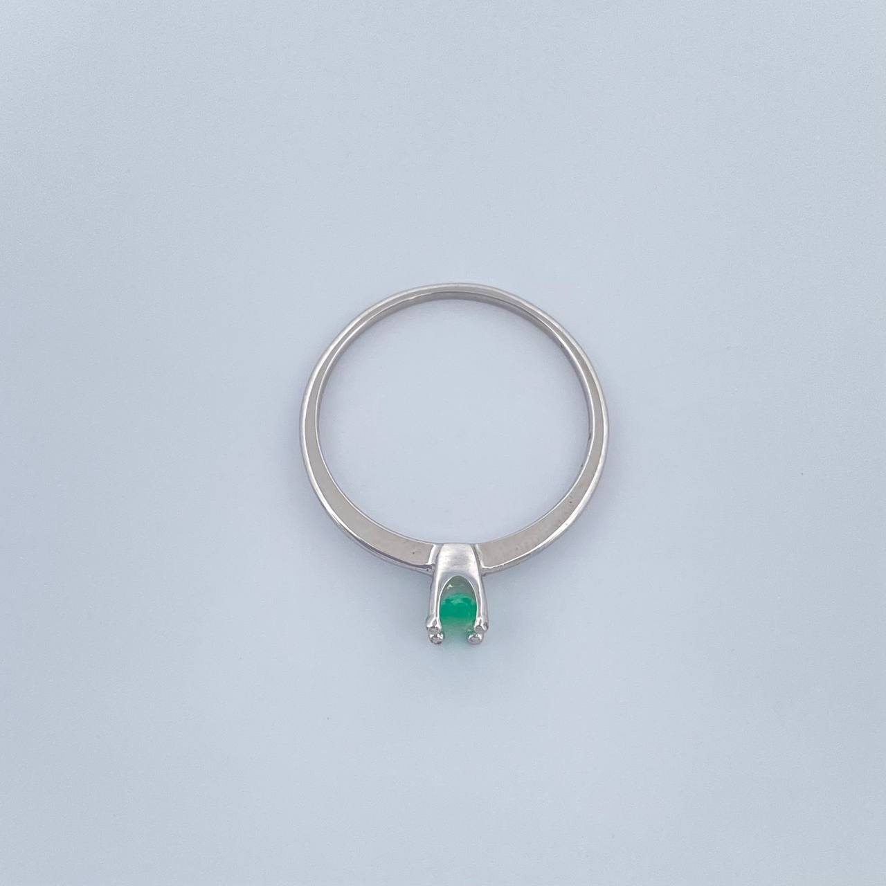 Anillo Solitario Esmeralda 1.55gr / 6.5cm / Oro Blanco 18K %