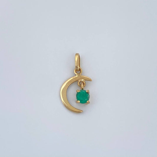 Dije Luna Figura Esmeralada 0.55gr / 1.7cm / Oro Amarillo 18K %