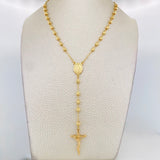 Cadena Rosario Virgen Maria Cruz Cristo 10.35g / 60cm / 4mm Oro Amarillo 18K