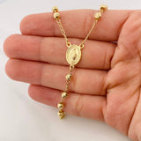 Cadena Rosario Virgen Maria Cruz Cristo 10.35g / 60cm / 4mm Oro Amarillo 18K