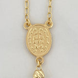 Cadena Rosario Virgen Maria Cruz Cristo 10.35g / 60cm / 4mm Oro Amarillo 18K