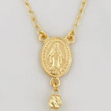 Cadena Rosario Virgen Maria Cruz Cristo 10.35g / 60cm / 4mm Oro Amarillo 18K