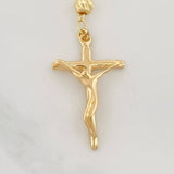 Cadena Rosario Virgen Maria Cruz Cristo 10.35g / 60cm / 4mm Oro Amarillo 18K