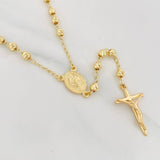 Cadena Rosario Virgen Maria Cruz Cristo 10.35g / 60cm / 4mm Oro Amarillo 18K