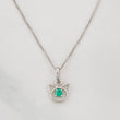 Set Cadena Veneciana + Dije Gato Esmeralda 6pts / 1.4g / 45cm Oro Blanco 18K