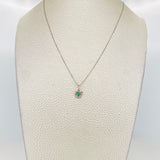 Set Cadena Veneciana + Dije Gato Esmeralda 6pts / 1.4g / 45cm Oro Blanco 18K