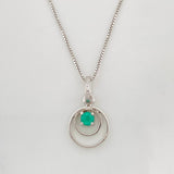 Set Cadena Veneciana + Dije Circulos Esmeralda 6pts / 1.45g / 45cm Oro Blanco 18K
