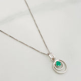Set Cadena Veneciana + Dije Circulos Esmeralda 6pts / 1.45g / 45cm Oro Blanco 18K